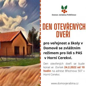 POZVÁNKA NA DEN OTEVŘENÝCH DVEŘÍ DO DOMOVA JEŘABINA HORNÍ CEREKEV